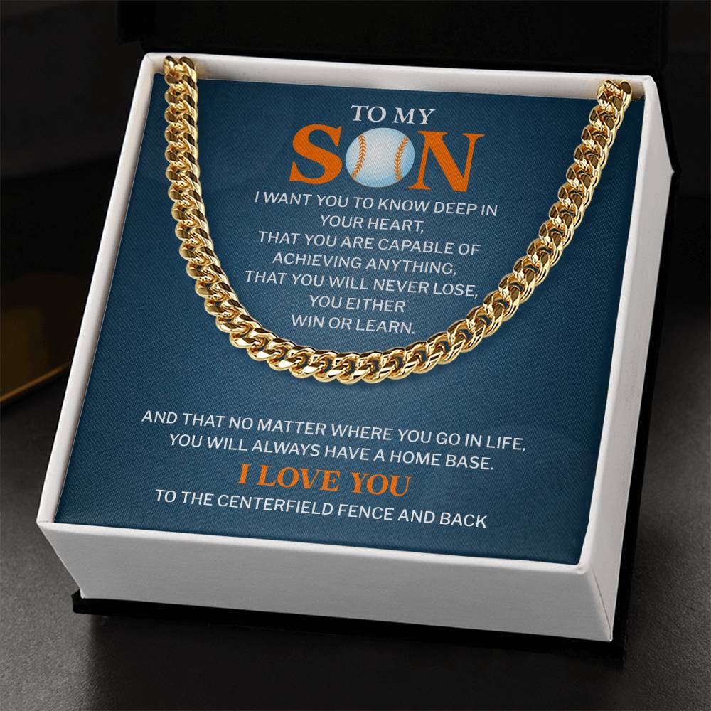 Baseball Son Gift Cuban Chain – Message Card Box