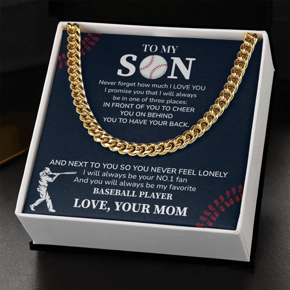Baseball Necklace Gift for Son from Mom – Sports Message Card