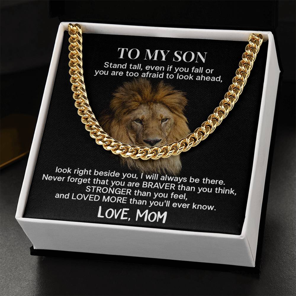 Lion Necklace Gift for Son from Mom – Strength & Love Message Card