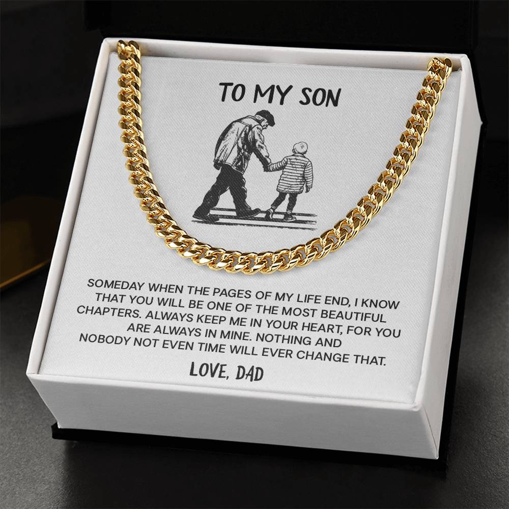 Dad to Son Cuban Chain Necklace – Forever in My Heart Message Card