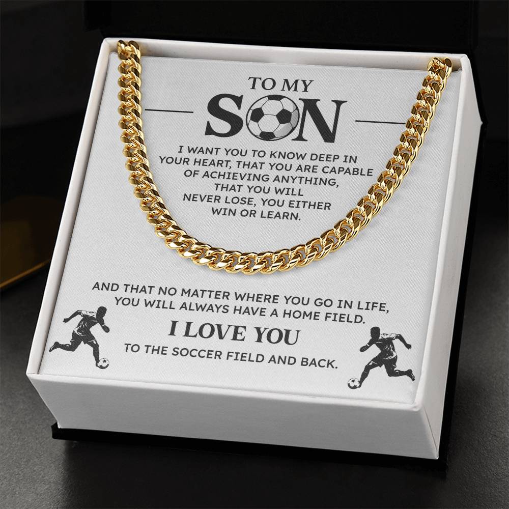 Soccer Necklace Gift for Son – Motivational Message Card for Players