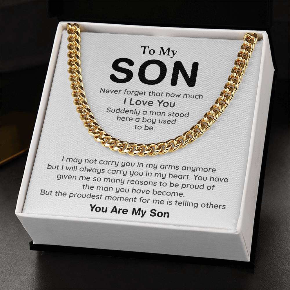 Son Cuban Chain Necklace Gift – Sentimental Quote with Gift Card