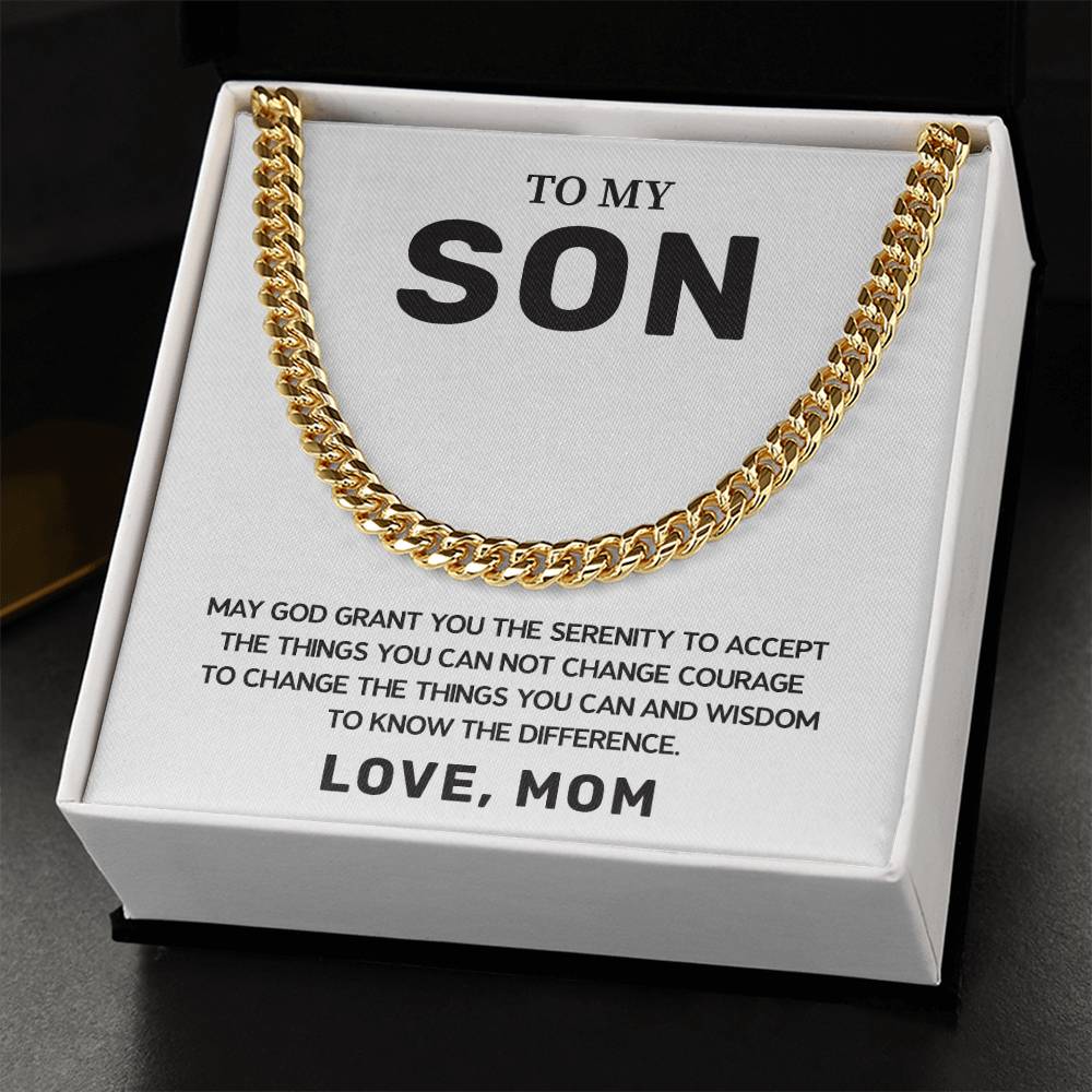 Christian Son Gift from Mom Cuban Chain & Card