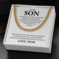To My Son Cuban Chain – Mom to Son Necklace with Message Card Gift Box