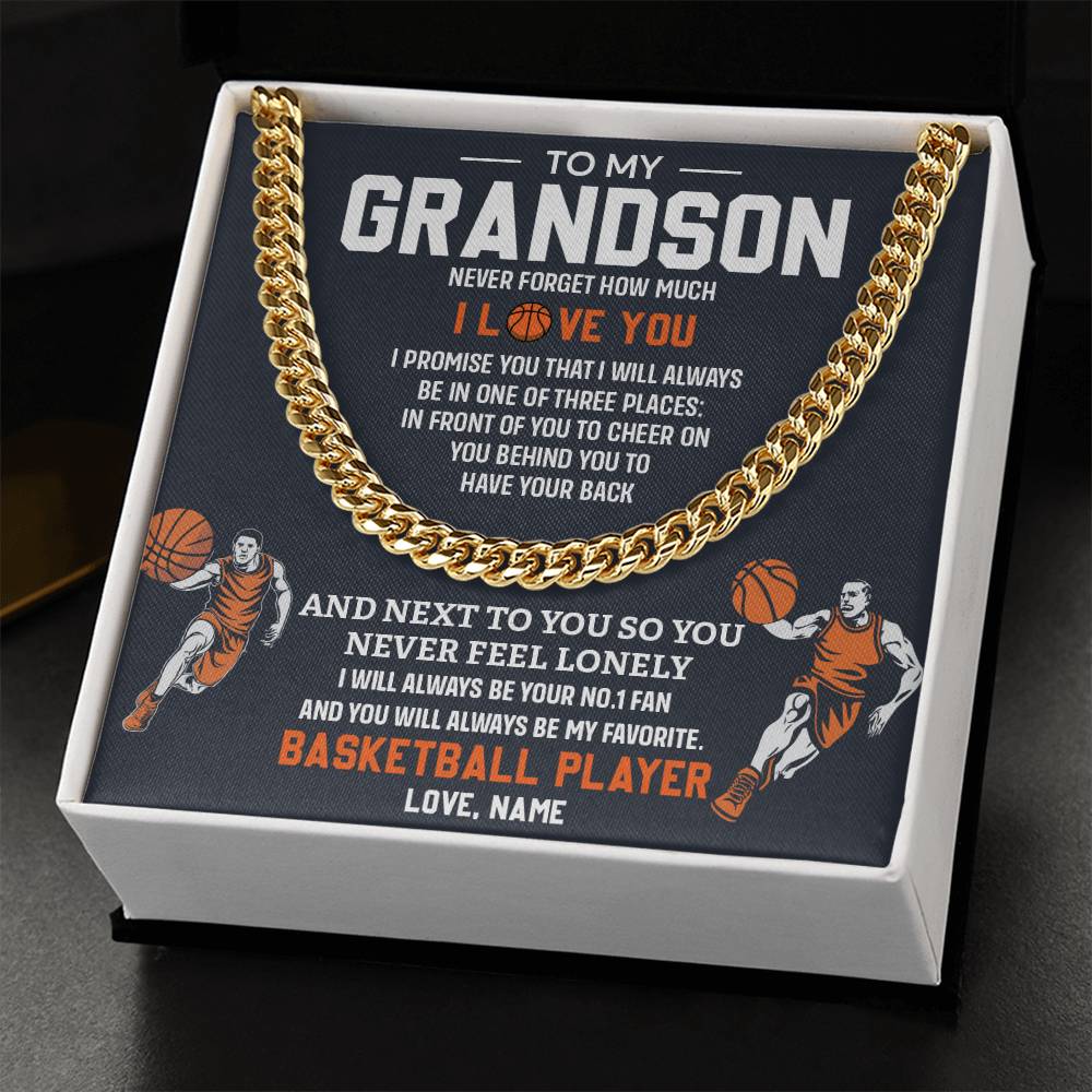 Grandson Basketball Necklace – Message Card Gift