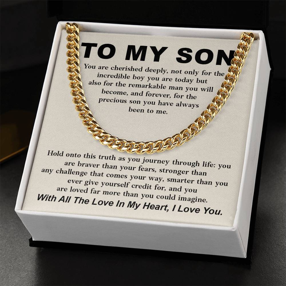 To My Son Cuban Chain Necklace Gift from Parent