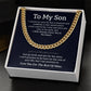 To My Son Cuban Chain Necklace – Emotional Gift with Message Card