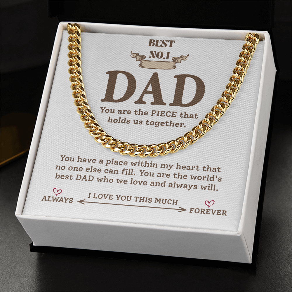 Best Dad Chain Necklace Gift with Message Card from Kids