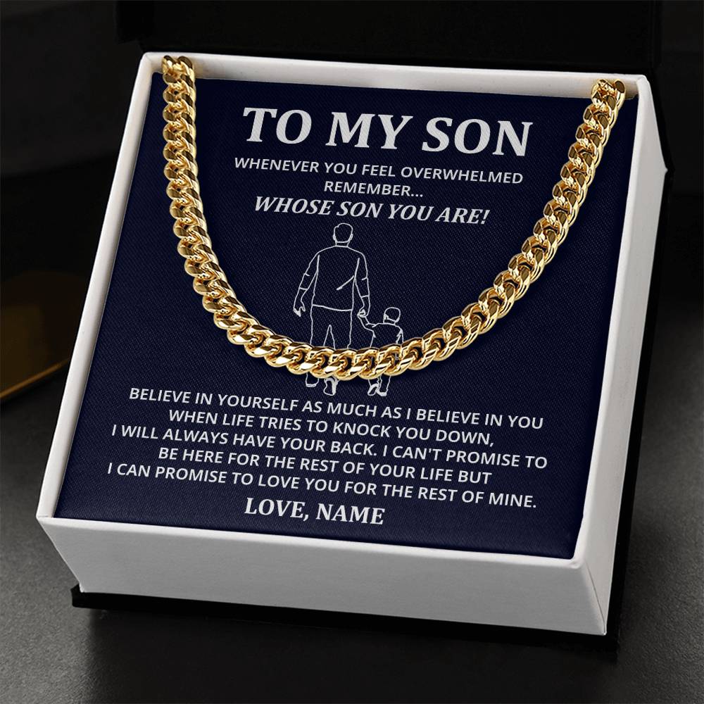 To My Son Cuban Chain Gift from Dad with Card