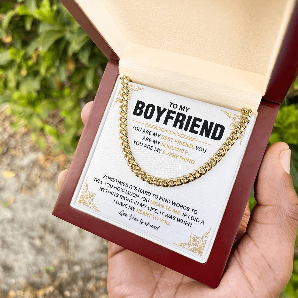 Romantic Cuban Chain for Boyfriend with Gift Box