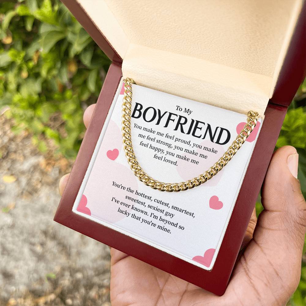 Cuban Chain Gift for Boyfriend with Message Card