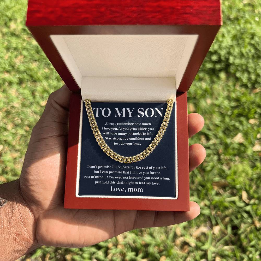 Mom to Son Cuban Chain Necklace Gift Message Card