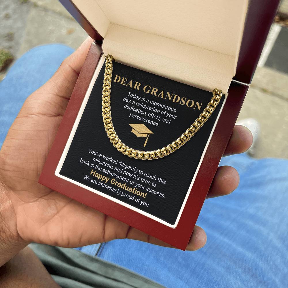 Graduation Gift for Grandson Cuban Chain Necklace