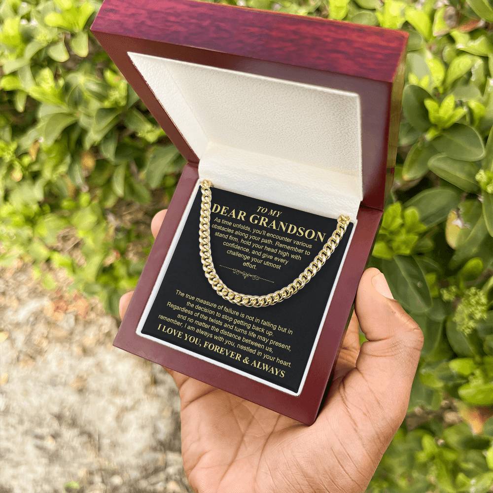 Cuban Chain Necklace Gift for Grandson from Grandpa