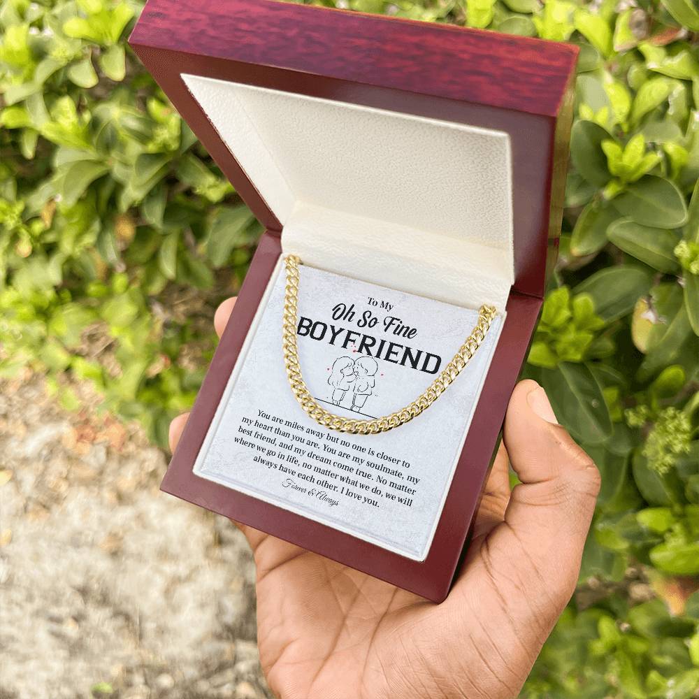 Boyfriend Long Distance Gift – Cuban Chain with Love Note