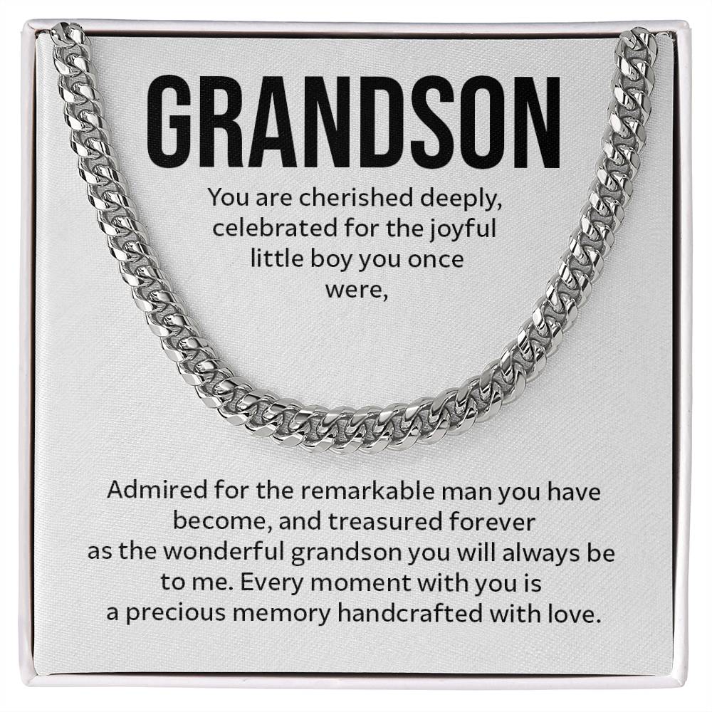 Cuban Chain Necklace Gift for Grandson from Grandparent
