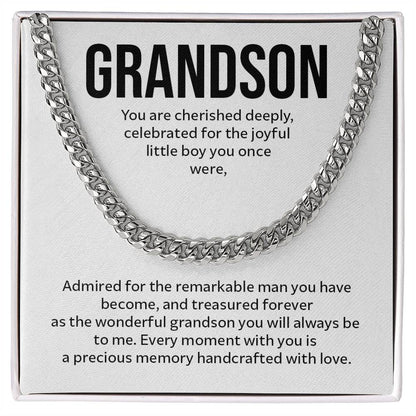Cuban Chain Necklace Gift for Grandson from Grandparent