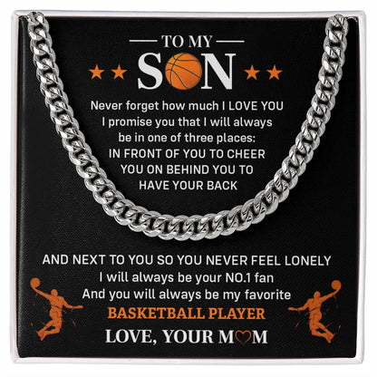 Basketball Son Cuban Chain Gift from Mom – Message Card