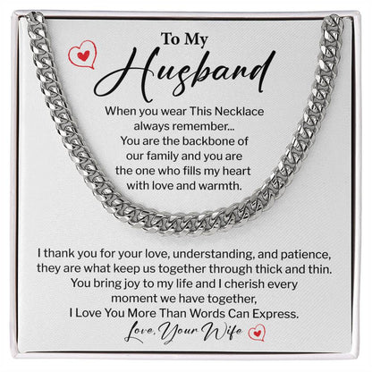 To My Husband Cuban Chain – Message Card Gift Box