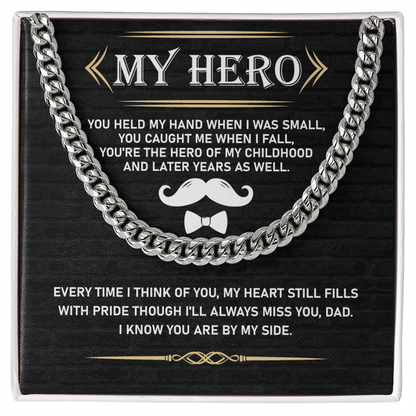 My Hero Memorial Chain Gift for Dad with Inside card from Son