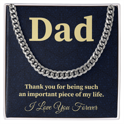 Thank You Dad Necklace Important Piece of My Life