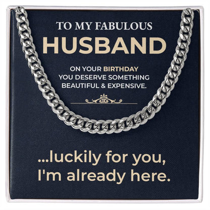 Funny Husband Birthday Gift Cuban Chain & Card