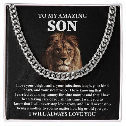 Lion Necklace Gift for Son from Mom – Loving Message Card in Gift Box
