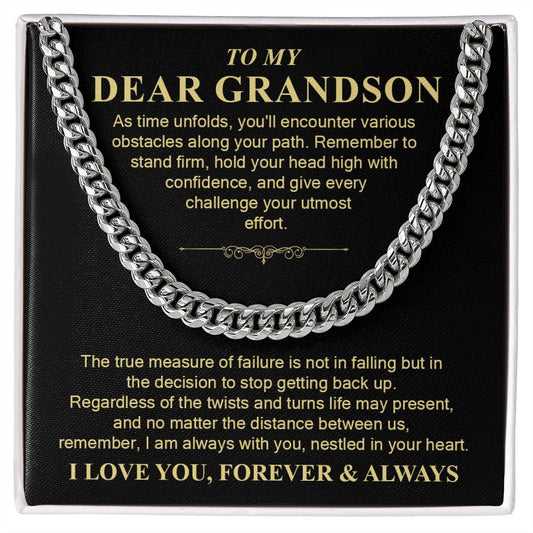 Cuban Chain Necklace Gift for Grandson from Grandpa