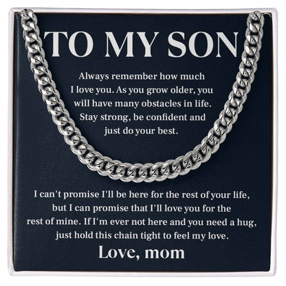 Mom to Son Cuban Chain Necklace Gift Message Card