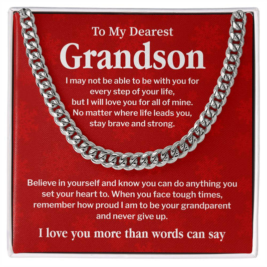 To My Dearest Grandson Necklace Gift From Grandma Grandparent Necklace For Grandson Never Give Up Necklace For Grandson Necklace For Grandson From Grandparent Loving Gift For Grandson Grandson Gift To Cherish Forever