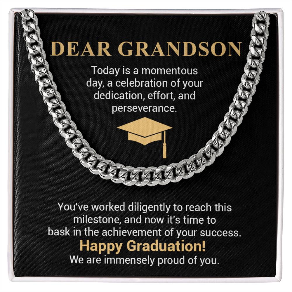 Graduation Gift for Grandson Cuban Chain Necklace