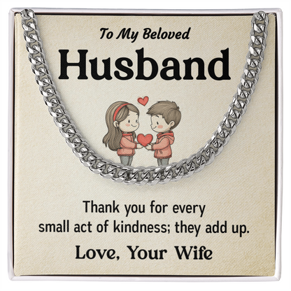 Husband Cuban Chain Necklace Gift Cute Couple Message