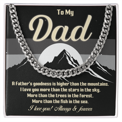 To My Dad Chain with Inspirational Quote with LED Mahogany Box