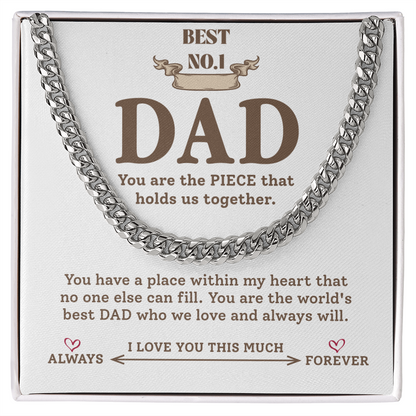 Best Dad Chain Necklace Gift with Message Card from Kids