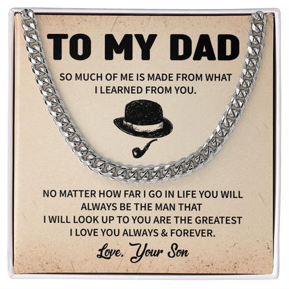 To My Dad Cuban Chain with Loving Message From Children