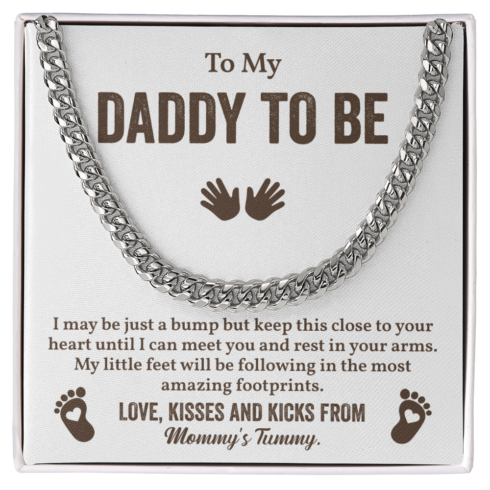 Daddy to Be Cuban Chain Gift From Baby Bump with Message Card