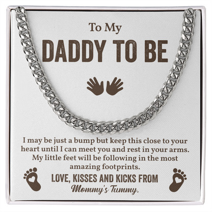 Daddy to Be Cuban Chain Gift From Baby Bump with Message Card