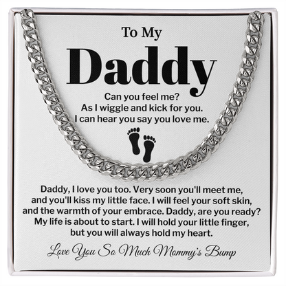 To My Daddy Cuban Chain Gift From Baby Bump with Message Card