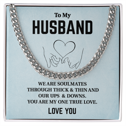 Husband Cuban Chain Necklace Gift Soulmate Message Card