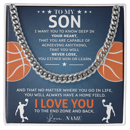 Inspirational Son Basketball Necklace with Card