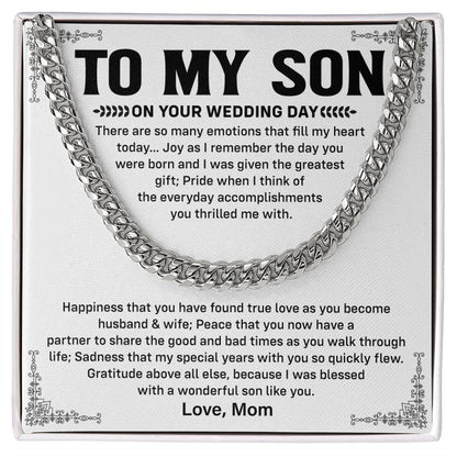 Wedding Day Gift for Son from Mom Cuban Chain Necklace