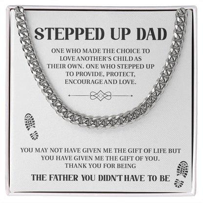 Cuban Chain Necklace Gift for Stepped Up Dad – Heartfelt Message Card