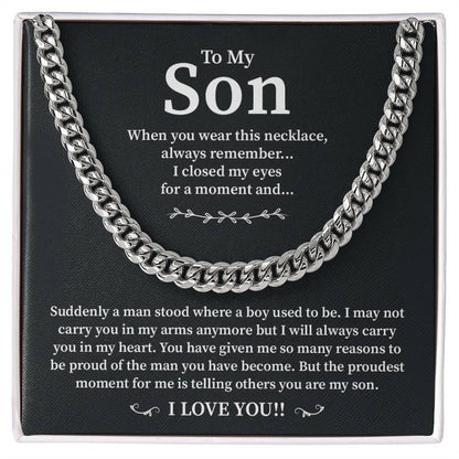 Cuban Chain Gift for Son from Mom – Proud Mother Lion Message Box