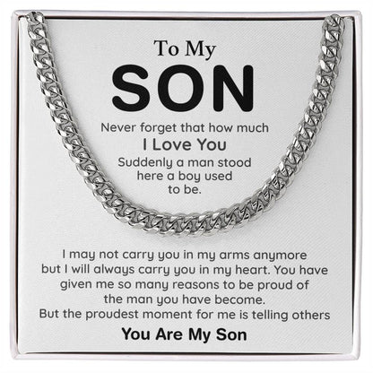 Son Cuban Chain Necklace Gift – Sentimental Quote with Gift Card