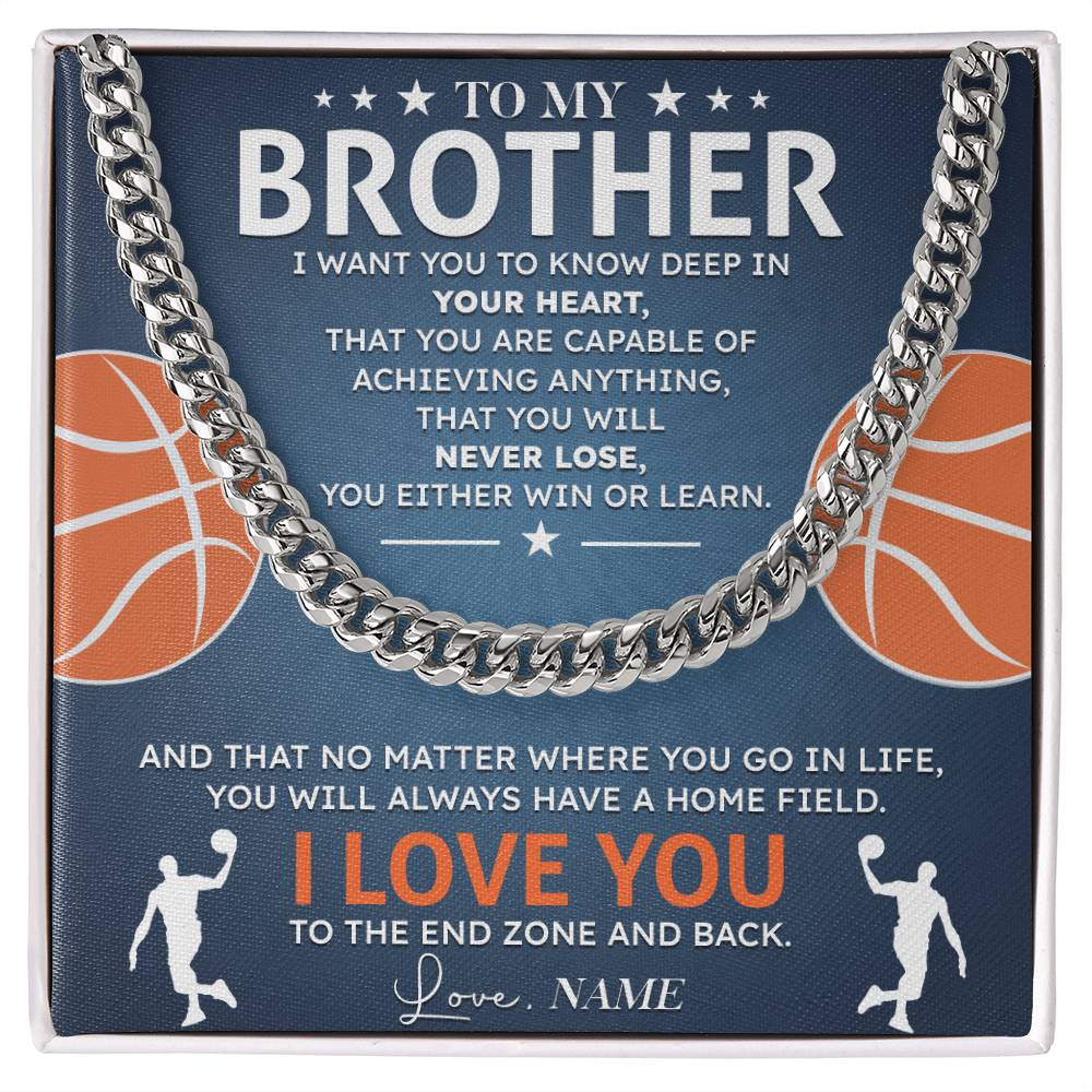 Basketball Necklace for Brother – Message Card Gift