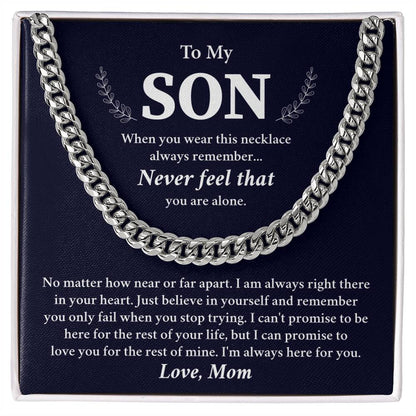 Son Gift from Mom – Cuban Chain Necklace with Emotional Card