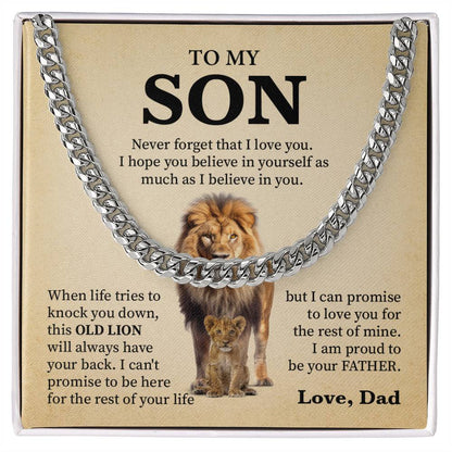 Lion Necklace Gift for Son from Dad – Proud Father Message Card