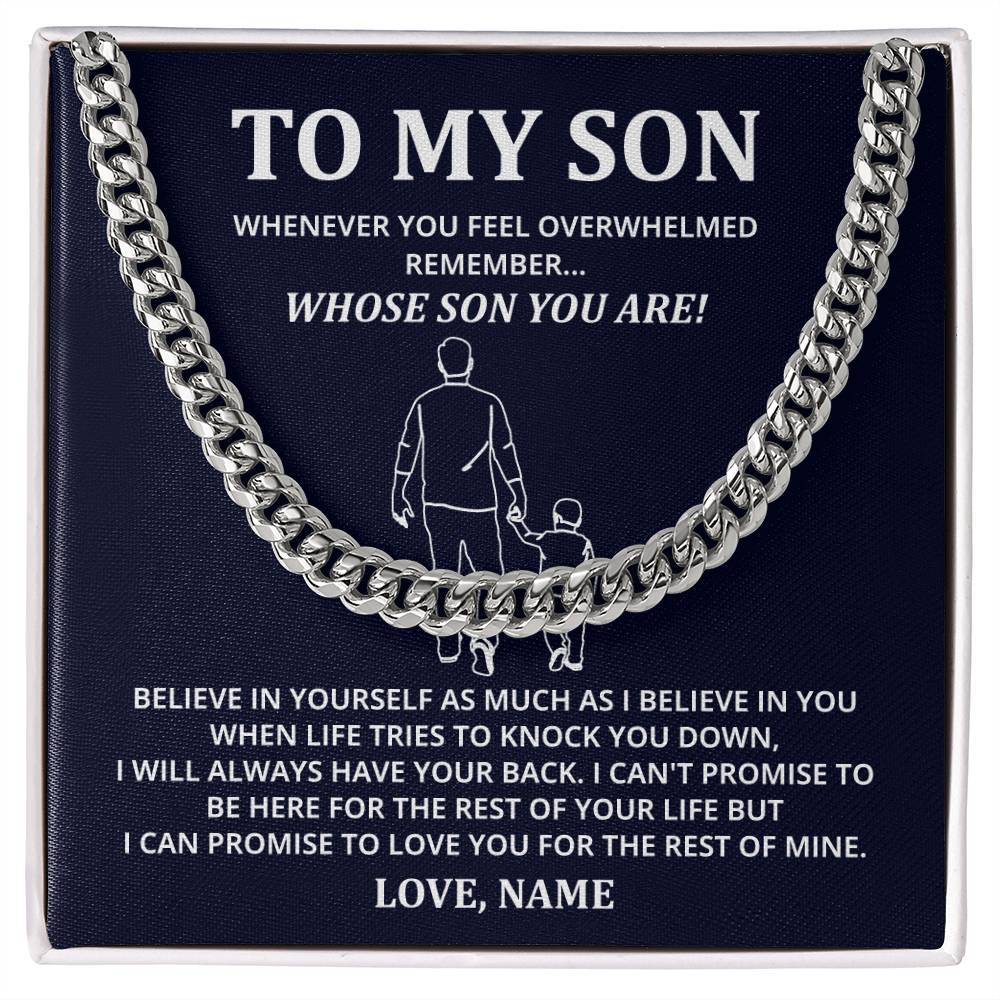 To My Son Cuban Chain Gift from Dad with Card