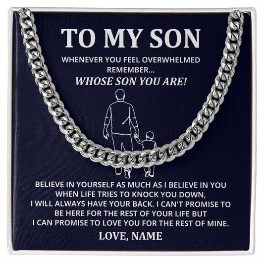 To My Son Cuban Chain Gift from Dad with Card