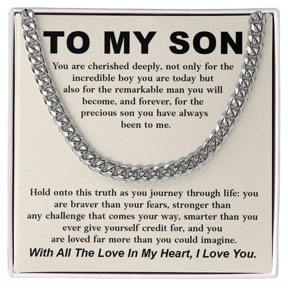 To My Son Cuban Chain Necklace Gift from Parent
